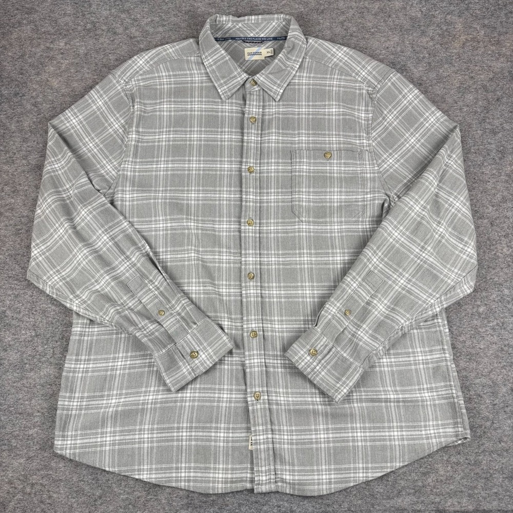 Fair Harbor Seaside Lightweight Flannel Shirt Long Sleeve‎ Pocket Gray Mens XL